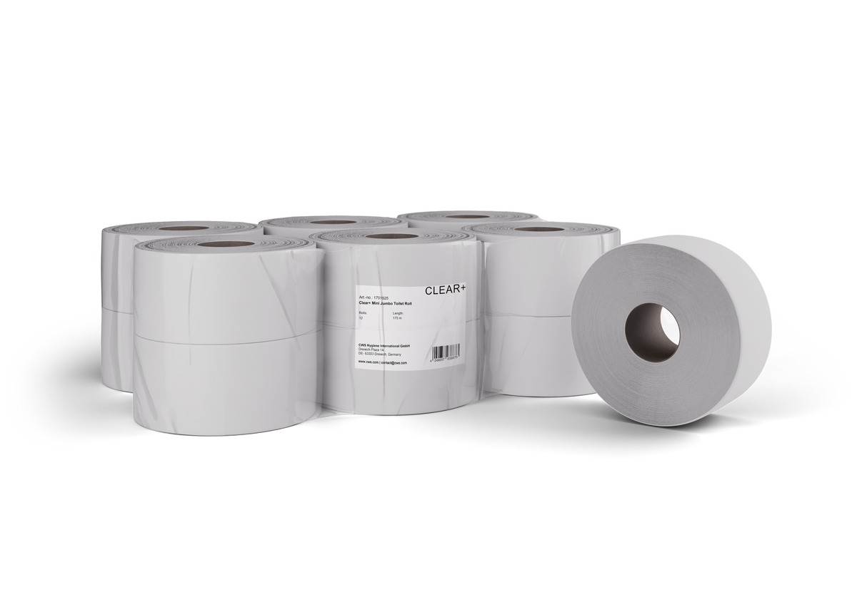 CLEAR+ Jumbo Toiletpapier Mini, 2-laags, 175m, 12 rollen