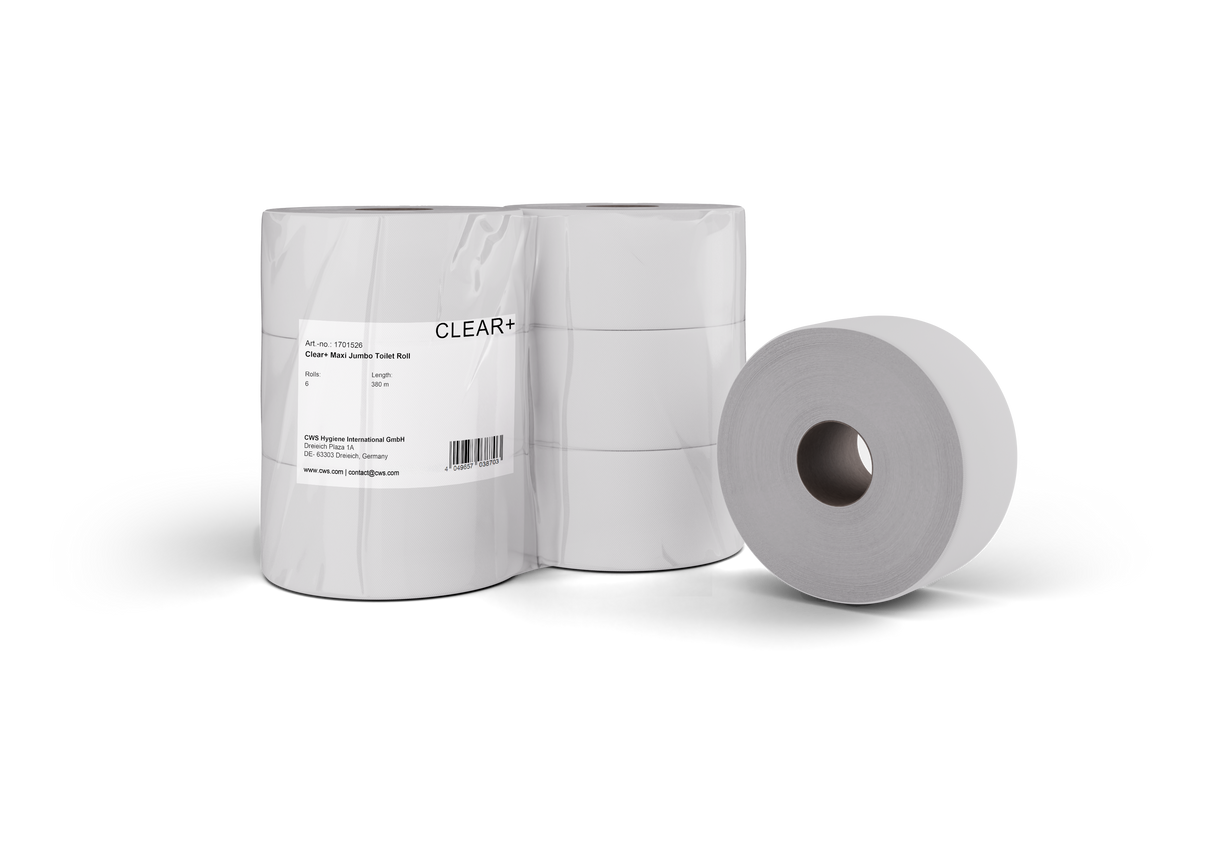CLEAR+ Jumbo Toiletpapier Maxi, 2-laags, 380m, 6 rollen