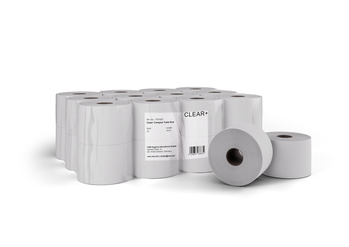 CLEAR+ Compact Toiletpapier, 2-laags, 100m, 24 rollen