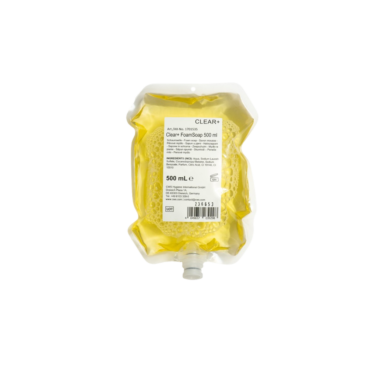 CLEAR+ Foam Zeep 500ml, 6 zeeppouches